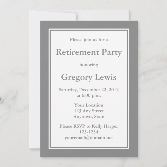 Personalized Grey Invitations or Announcements (Front)