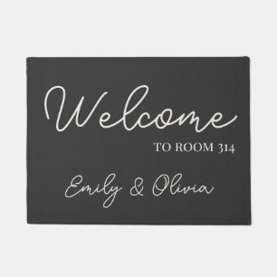 Personalized Grey Ivory Dorm Doormat with Names