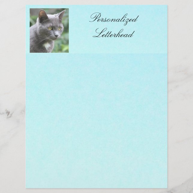Personalized Grey Kitty Letterhead (Front)