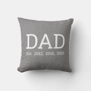 Personalized Grey Linen Father's Day Throw Pillow