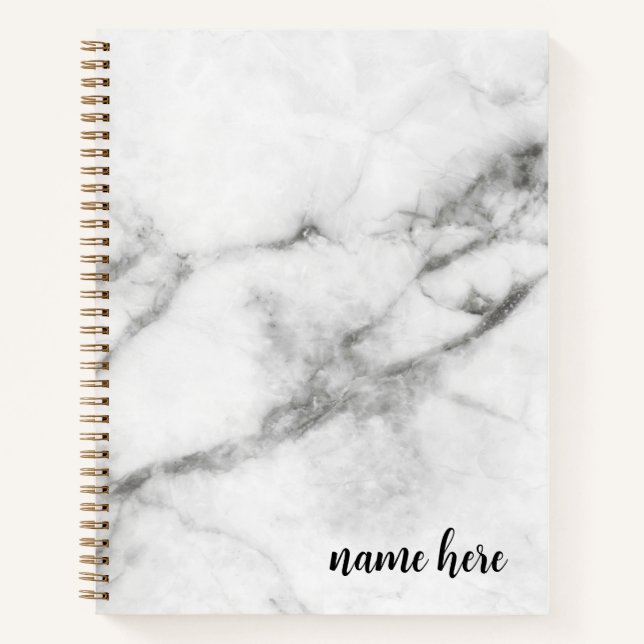 Personalized Grey Marble Sketchbook Notebook (Front)