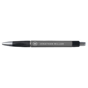 Personalized Grey Minimalist Monogram Pen