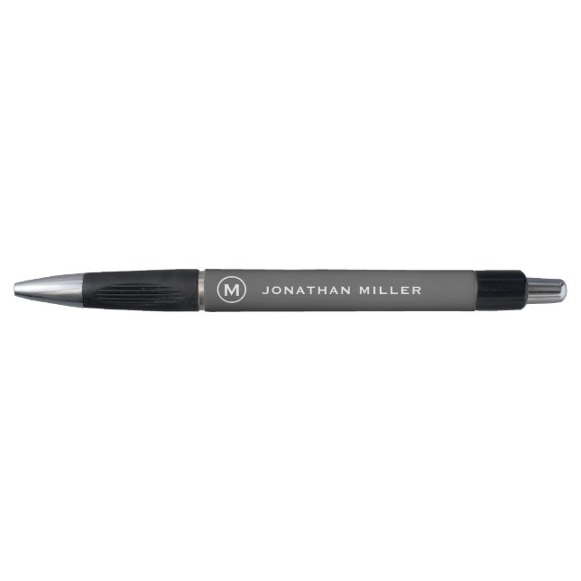 Personalized Grey Minimalist Monogram Pen (Front)