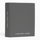 Personalized Grey Modern Mini Binder White Font
