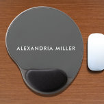 Personalized Grey Modern Minimalist Gel Mouse Pad<br><div class="desc">Keep your desk stylish and organized with this personalized grey modern minimalist gel mouse pad featuring a white sans serif font with your name. The smooth surface and gel wrist rest will provide you with comfortable support while you work. This mouse pad is perfect for your home office or workspace....</div>