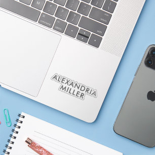 Personalized Grey Modern Name Monogram Sticker