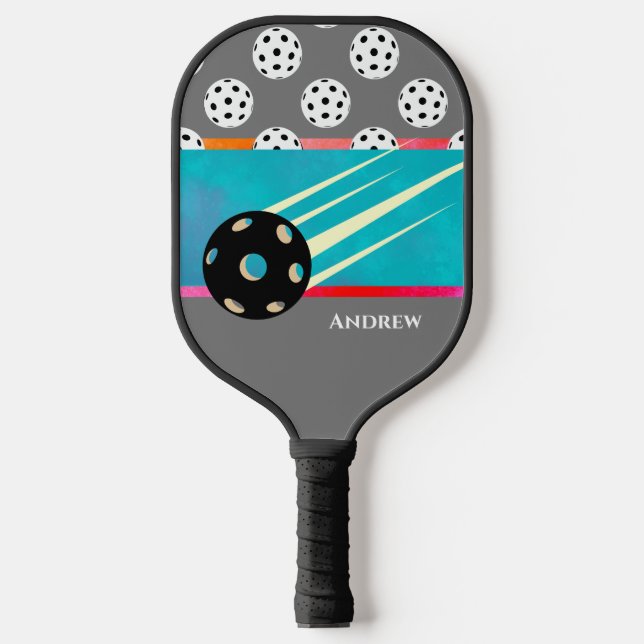 Personalized Grey & Multi-coloured Custom Pickleball Paddle (Front)