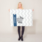 Personalized Grey Navy Blue Chevron Elephant