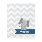 Personalized Grey Navy Blue Chevron Elephant