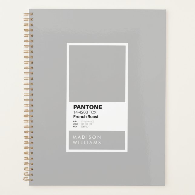Personalized Grey Notebook | Custom Name Planner (Front)