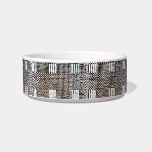 Personalized Grey & Off-White Squares Trinket Bowl