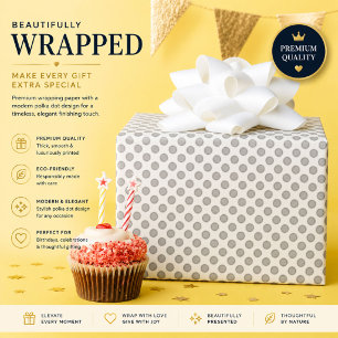 Personalized Grey Polka Dot Wrapping Paper
