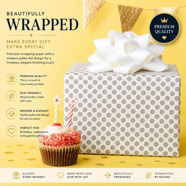 Personalized Grey Polka Dot Wrapping Paper (Creator Uploaded)