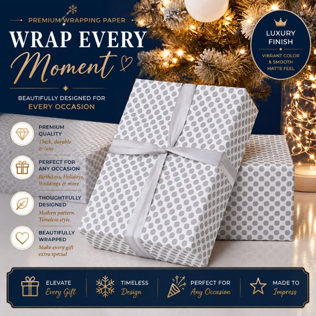Personalized Grey Polka Dot Wrapping Paper (Creator Uploaded)