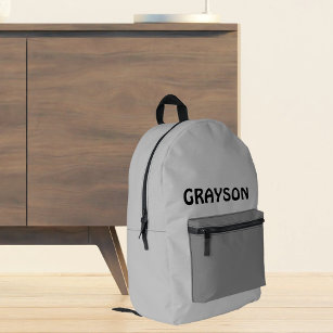 Personalized Grey Printed Backpack