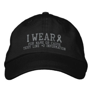 Personalized Grey Ribbon Awareness Embroidery Embroidered Hat