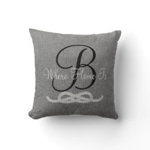 Personalized Grey Rustic Monogram Family Pillow