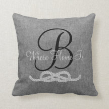Personalized Grey Rustic Monogram Family Pillow