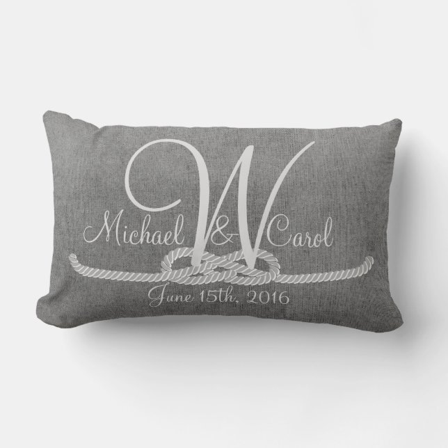 Personalized Grey Rustic Monogram Family Pillow (Front)