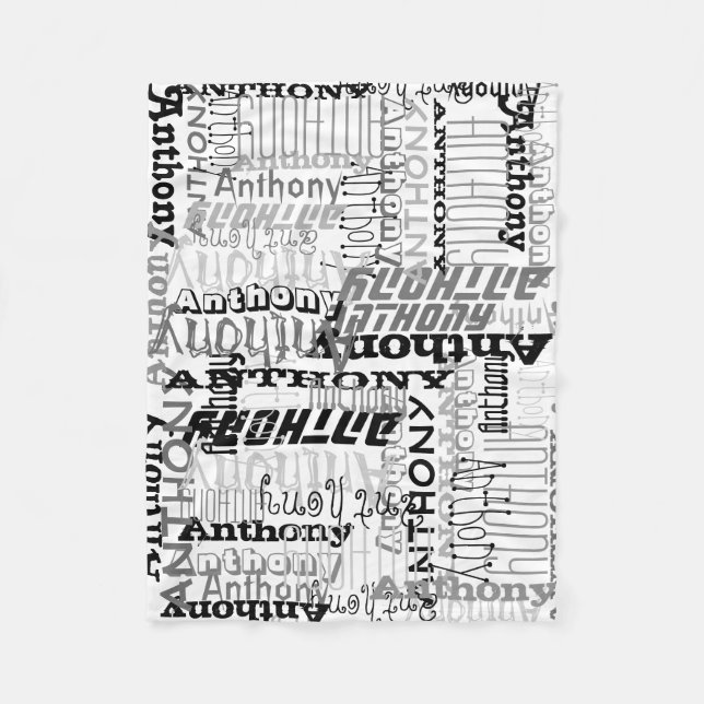 Personalized Grey Shades Custom Name Collage Fleece Blanket (Front)
