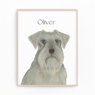 Personalized Grey Silver Schnauzer Art Photo Print