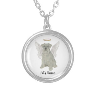 Personalized Grey Silver Schnauzer Silver Plated Necklace
