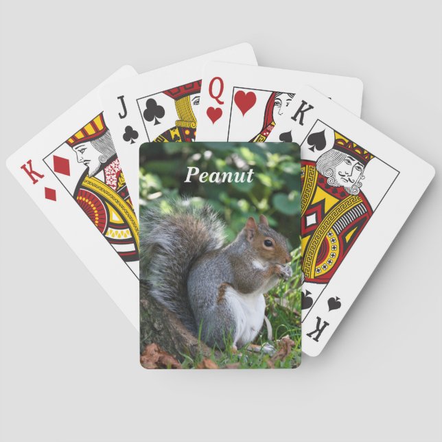 Personalized Grey Squirrel  Playing Cards (Back)