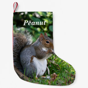 Personalized Grey Squirrel Small Christmas Stocking