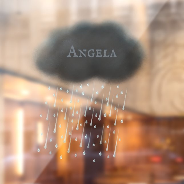 Personalized Grey Stormy Rain Cloud Whimsical Cute Window Cling (Sheet 2)