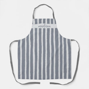 Personalized Grey Stripe Apron