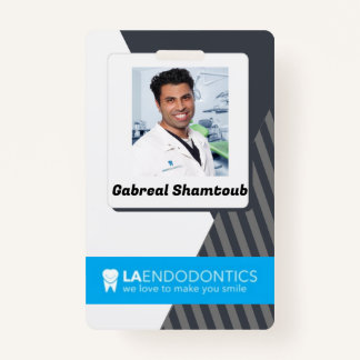 Personalized Grey Striped Employee Picture ID Badge