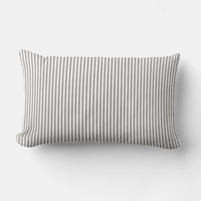 Personalized grey stripes lumbar pillow (Front)