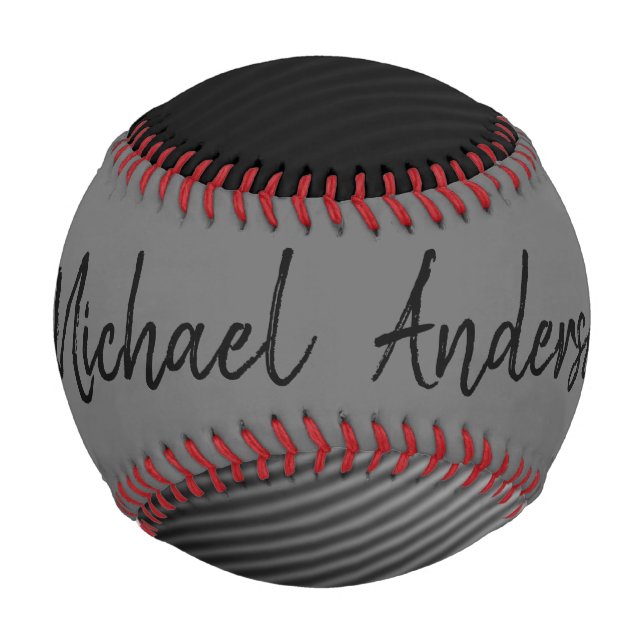 Personalized Grey Trendy Abstract Stripe Pattern Baseball (Back)