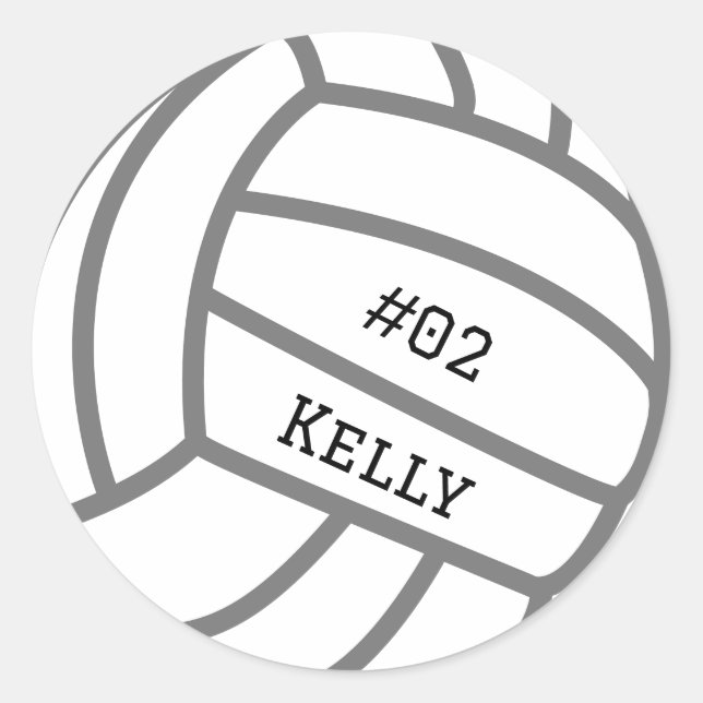 Personalized Grey Volleyball Stickers (Front)