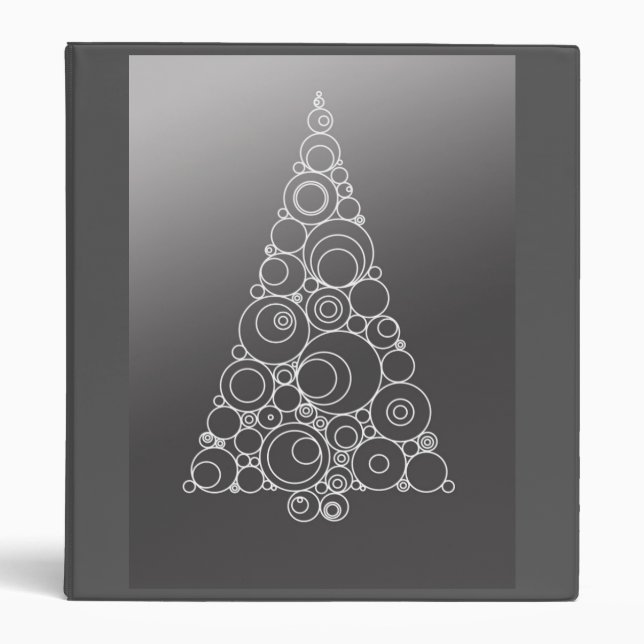 Personalized Grey White Christmas Tree Pattern Binder (Front)