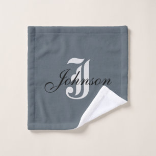 Personalized Grey White Elegant Monogram Wash Cloth