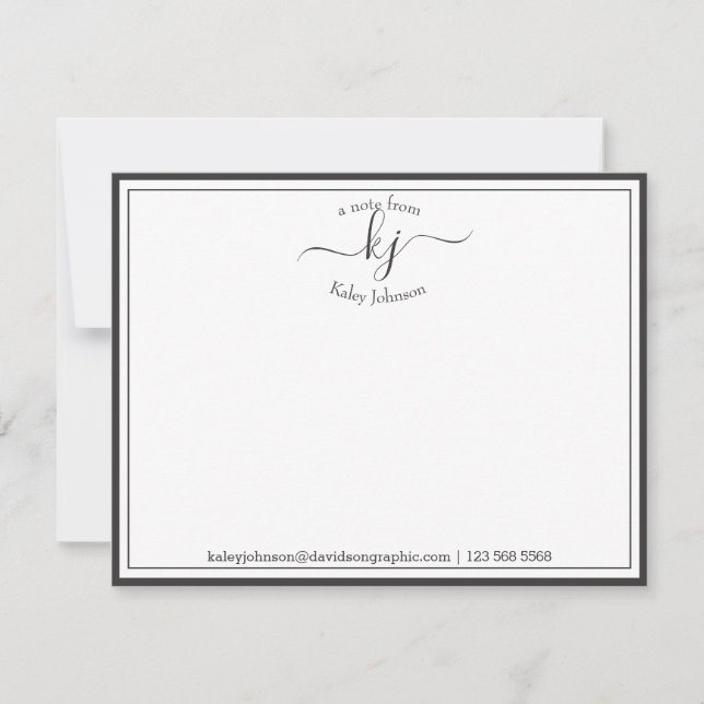 Personalized Grey White From The Desk Of Note Card (Front)
