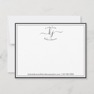 Personalized Grey White From The Desk Of Note Card