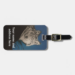Personalized Grey Wolf Luggage Tag
