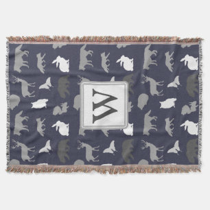 Personalized - Grey Woodland Creatures Throw Blanket