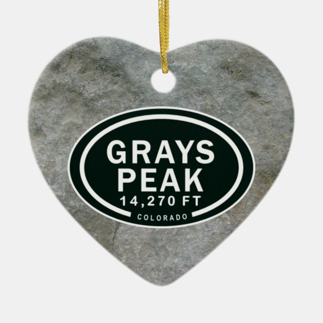 Personalized Greys Peak CO Mountain Heart Ornament (Front)
