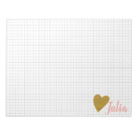 Personalized Grid Graph Paper Gold Heart