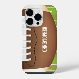 Personalized Grid Iron Football on Field iPhone 14 Pro Case