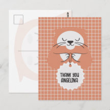 Personalized grid line brown cute cat