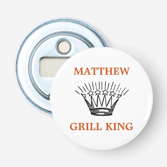Personalized Grill King Funny Bottle Opener (Front)