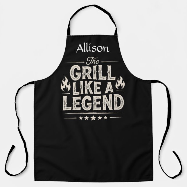 Personalized Grill Like a Legend BBQ Apron (Front)