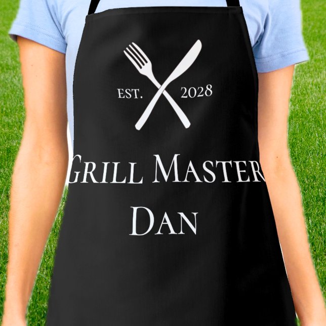 Personalized Grill Master BBQ utensils EST. Year Apron (Personalized Grill Master BBQ utensils EST. Year Apron)