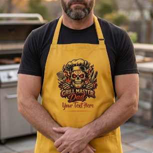 Personalized Grill Master Dad Sugar Skull BBQ Long Apron