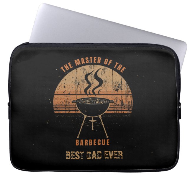 Personalized Grill Master Retro Sunset Laptop Sleeve (Front)