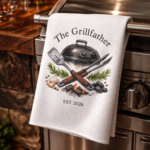 Personalized Grillfather Monogram Kitchen Towel